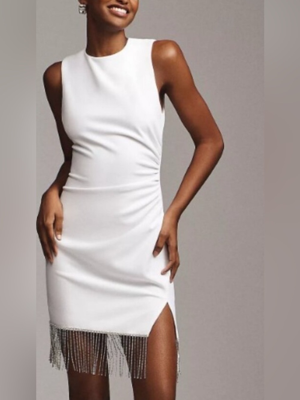 Elliatt White Sleeveless Crystal Mini Dress